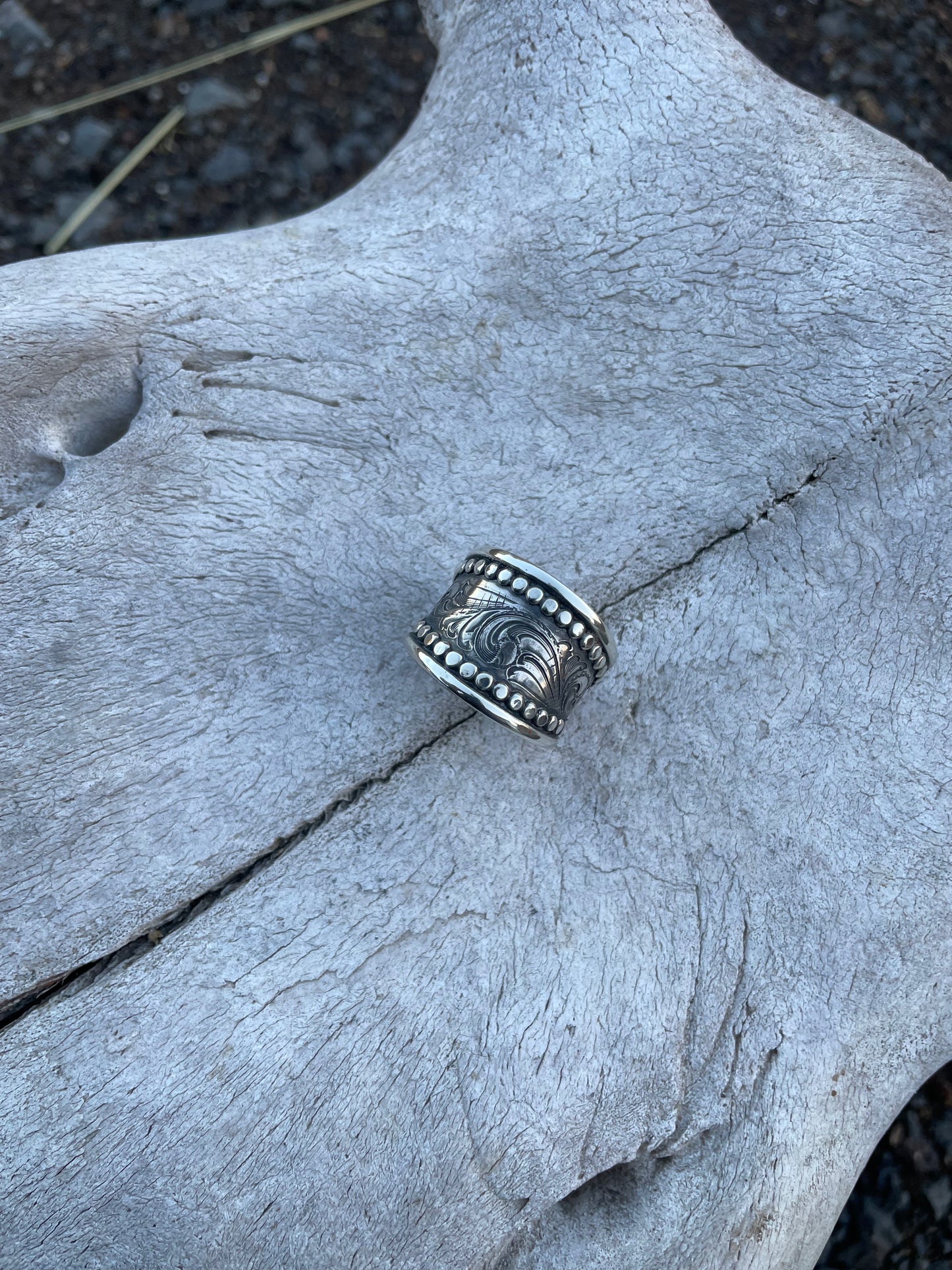 Wide Band Scroll Ring